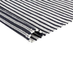 Beliani Handwoven Cotton Area Rug 80 X 150 Cm Rectangular White And Blue Modern Design - thumbnail 3