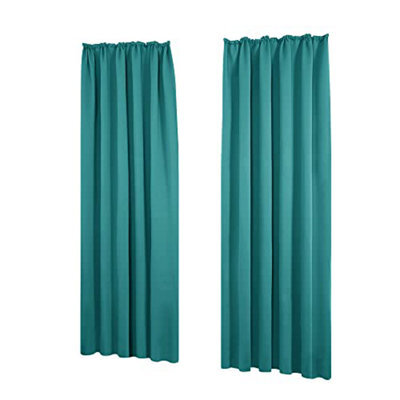 Deconovo Blackout Pencil Pleat Blackout Curtains Thermal Insulated Curtains For Living Room Turquoise W55 X L96 Inch 2 Panels