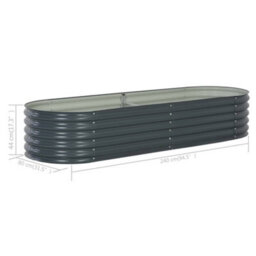 Berkfield Garden Raised Bed 240X80X44 Cm Galvanised Steel Grey - thumbnail 8