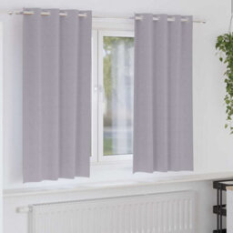 Berkfield Curtains With Curtains 2 Pcs Metal Grey 175 X 140 Cm Polyester - thumbnail 1