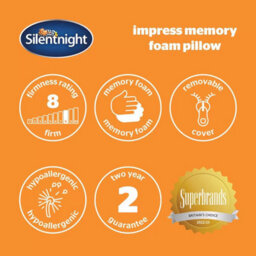 Silentnight Impress Firm Memory Foam Pillow Hypoallergenic Sink-In Comfort, Removable Washable Cover, Side & Back Sleeper Support - thumbnail 7