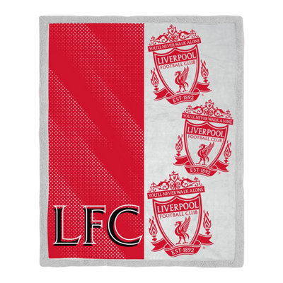 Liverpool Fc Sherpa Back Blanket Fleece Red White Football Throw 120Cm X 150Cm - image 1
