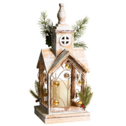Beliani Led Lantern Syvansi Christmas Motif 46 Cm Light Brown - thumbnail 4