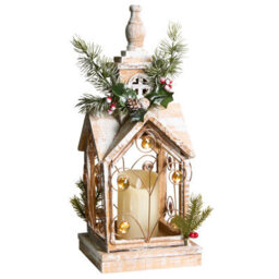 Beliani Led Lantern Syvansi Christmas Motif 46 Cm Light Brown - thumbnail 5