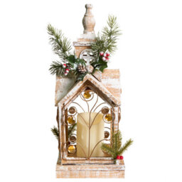 Beliani Led Lantern Syvansi Christmas Motif 46 Cm Light Brown - thumbnail 6