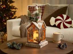 Beliani Led Lantern Syvansi Christmas Motif 46 Cm Light Brown - thumbnail 2