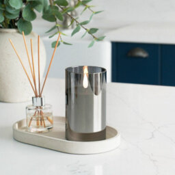 Festive Lights Ember™ Battery Hurricane Smoked-Glass Candle, 12.5Cm - thumbnail 1