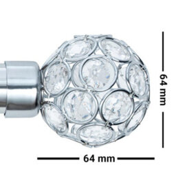 A.unique Home Beaded Gem Metal Extendable Curtain Pole With Rings And Fittings (25/28mm) - Nickel, 120Cm - 220Cm  Approx - thumbnail 2