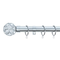 A.unique Home Beaded Gem Metal Extendable Curtain Pole With Rings And Fittings (25/28mm) - Nickel, 120Cm - 220Cm  Approx - thumbnail 1
