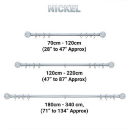 A.unique Home Beaded Gem Metal Extendable Curtain Pole With Rings And Fittings (25/28mm) - Nickel, 120Cm - 220Cm  Approx - thumbnail 6