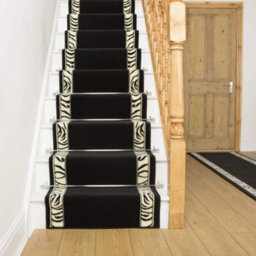 Zebra Stair Runner - Soft & Durable Carpet Runner For Stairs & Staircases, Multiple Lengths - thumbnail 1