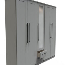 Howard Tall 5 Door 2 Drawer 1 Mirror Wardrobe In Dusk Grey (Ready Assembled) - thumbnail 6