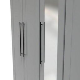 Howard Tall 5 Door 2 Drawer 1 Mirror Wardrobe In Dusk Grey (Ready Assembled) - thumbnail 4
