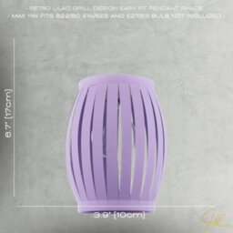 Happy Homewares Modern Unique Grill Style Ceiling Pendant Lighting Shade In Soft Lilac - thumbnail 7
