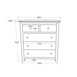Cabinet Bits Lugo 5 Drawer Chest Of Drawers Wood Knob - thumbnail 9