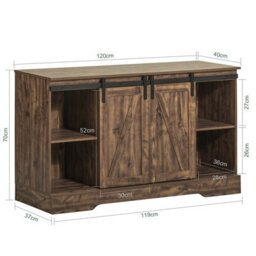 Sobuy Fsb60-N, Storage Cabinet Sideboard With 2 Sliding Doors, Kitchen Hall Cabinet, Wood Veneer,w120Xd39.5Xh70.5 - thumbnail 3