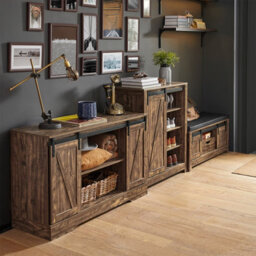 Sobuy Fsb60-N, Storage Cabinet Sideboard With 2 Sliding Doors, Kitchen Hall Cabinet, Wood Veneer,w120Xd39.5Xh70.5 - thumbnail 2