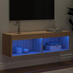 Walplus Tv Cabinet With Led Lights Sonoma Oak 100X30X30 Cm - thumbnail 4