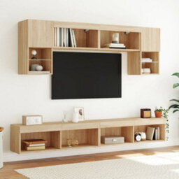 Walplus Tv Cabinet With Led Lights Sonoma Oak 100X30X30 Cm - thumbnail 5