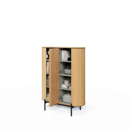 Arte Stylish Rotto 1 Highboard Cabinet, Oak Vincenza & Eucalyptus Finish, Spacious Storage H1410mm W1070mm D450mm - thumbnail 3