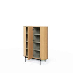 Arte Stylish Rotto 1 Highboard Cabinet, Oak Vincenza & Eucalyptus Finish, Spacious Storage H1410mm W1070mm D450mm - thumbnail 2