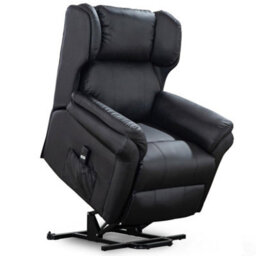 More4Homes Rise Recliner Chair With Single Motor, Remote Control, Pocket Storage And Wingback Design In Black Bonded Leather - thumbnail 4