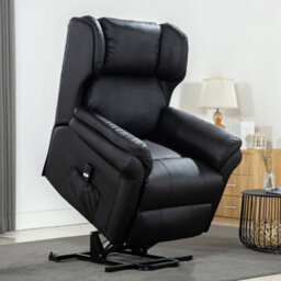 More4Homes Rise Recliner Chair With Single Motor, Remote Control, Pocket Storage And Wingback Design In Black Bonded Leather