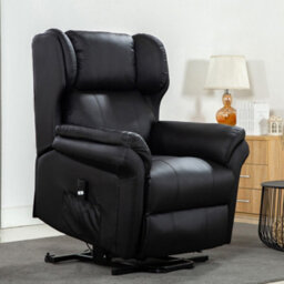 More4Homes Rise Recliner Chair With Single Motor, Remote Control, Pocket Storage And Wingback Design In Black Bonded Leather - thumbnail 7