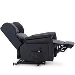More4Homes Rise Recliner Chair With Single Motor, Remote Control, Pocket Storage And Wingback Design In Black Bonded Leather - thumbnail 3
