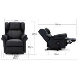 More4Homes Rise Recliner Chair With Single Motor, Remote Control, Pocket Storage And Wingback Design In Black Bonded Leather - thumbnail 9