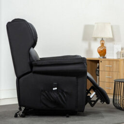 More4Homes Rise Recliner Chair With Single Motor, Remote Control, Pocket Storage And Wingback Design In Black Bonded Leather - thumbnail 8