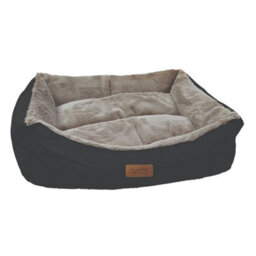 Huggle Pets Hugglepets Luxury Black & Grey Plush Dog Small Lounger Bed - thumbnail 2