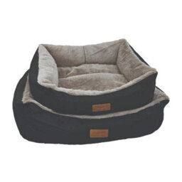 Huggle Pets Hugglepets Luxury Black & Grey Plush Dog Small Lounger Bed - thumbnail 1