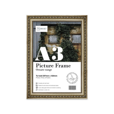 A3 Champaign Ornate Picture Frame (42 X 29.7Cm) Poster, Photo, Artwork, Gallery Wall Or Print