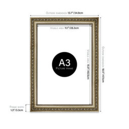 A3 Champaign Ornate Picture Frame (42 X 29.7Cm) Poster, Photo, Artwork, Gallery Wall Or Print - thumbnail 2