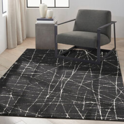 Black Easy To Clean Abstract Luxurious Modern Rug For Living Room, Bedroom - 160Cm X 221Cm - thumbnail 2