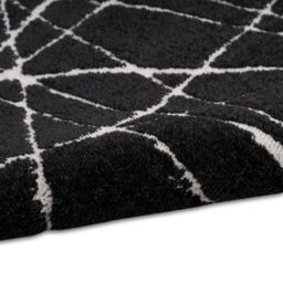 Black Easy To Clean Abstract Luxurious Modern Rug For Living Room, Bedroom - 160Cm X 221Cm - thumbnail 6