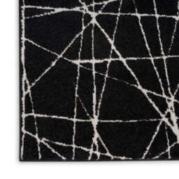 Black Easy To Clean Abstract Luxurious Modern Rug For Living Room, Bedroom - 160Cm X 221Cm - thumbnail 5