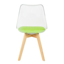 Fusion Living Soho Clear And Green Plastic Dining Chair With Squared Light Wood Legs - thumbnail 4