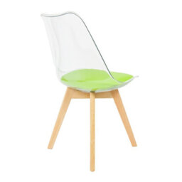 Fusion Living Soho Clear And Green Plastic Dining Chair With Squared Light Wood Legs - thumbnail 5