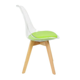 Fusion Living Soho Clear And Green Plastic Dining Chair With Squared Light Wood Legs - thumbnail 6