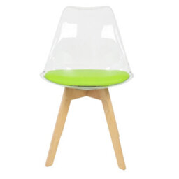 Fusion Living Soho Clear And Green Plastic Dining Chair With Squared Light Wood Legs - thumbnail 7