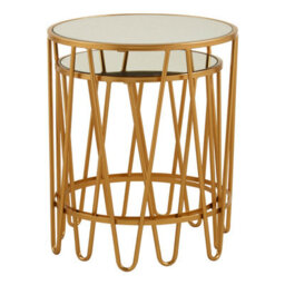 Orsina Set Of 2 Hairpin Design Side Tables,modern Accent Tables,gold Finished Nesting Table,decorative Round Table - thumbnail 3