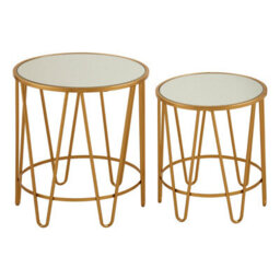 Orsina Set Of 2 Hairpin Design Side Tables,modern Accent Tables,gold Finished Nesting Table,decorative Round Table - thumbnail 2