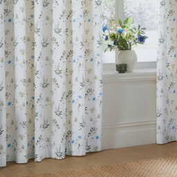 Wylder Nature Meadow Room Darkening 100% Cotton Eyelet Curtain Pair White/cornflower (W)229Cm X (D)229Cm - thumbnail 3