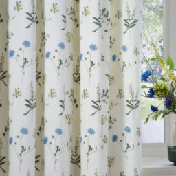 Wylder Nature Meadow Room Darkening 100% Cotton Eyelet Curtain Pair White/cornflower (W)229Cm X (D)229Cm - thumbnail 4