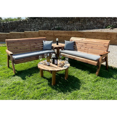 Charles Taylor Six Seater Balmoral Corner Garden Furniture Set With Round Coffee - L240 X W284 X H98 Cm - Grey Cushion Included - Fully Assembled - image 1