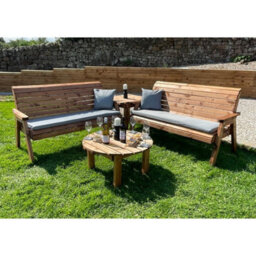 Charles Taylor Six Seater Balmoral Corner Garden Furniture Set With Round Coffee - L240 X W284 X H98 Cm - Grey Cushion Included - Fully Assembled - thumbnail 1