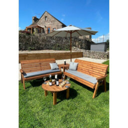 Charles Taylor Six Seater Balmoral Corner Garden Furniture Set With Round Coffee - L240 X W284 X H98 Cm - Grey Cushion Included - Fully Assembled - thumbnail 4
