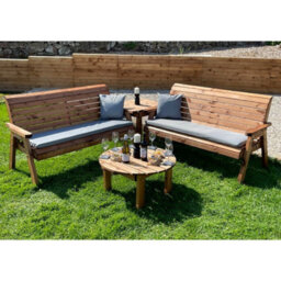 Charles Taylor Six Seater Balmoral Corner Garden Furniture Set With Round Coffee - L240 X W284 X H98 Cm - Grey Cushion Included - Fully Assembled - thumbnail 3